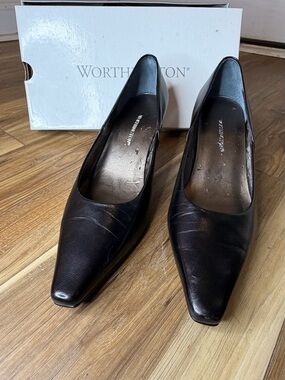Vintage Y2K Worthington Black Pointed Toe Pumps Kitten Heels